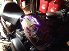 Harley-Davidson motorcycle fuel tank after paintless dent repair in Fife Lake, MI by Collins Dent Werks