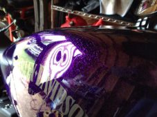 Harley-Davidson motorcycle fuel tank after paintless dent repair in Fife Lake, MI by Collins Dent Werks